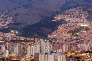 cityscape of medellin at night colombia